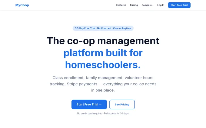 MyCoop homeschool co-op software
